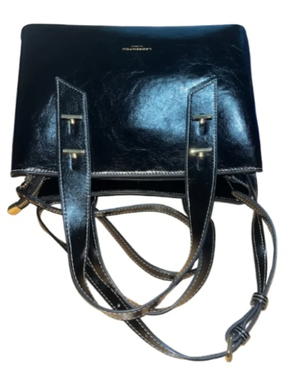 ✨LAORENTOU Black Genuine Leather Structured Satchel Crossbody Bag.- Like New✨